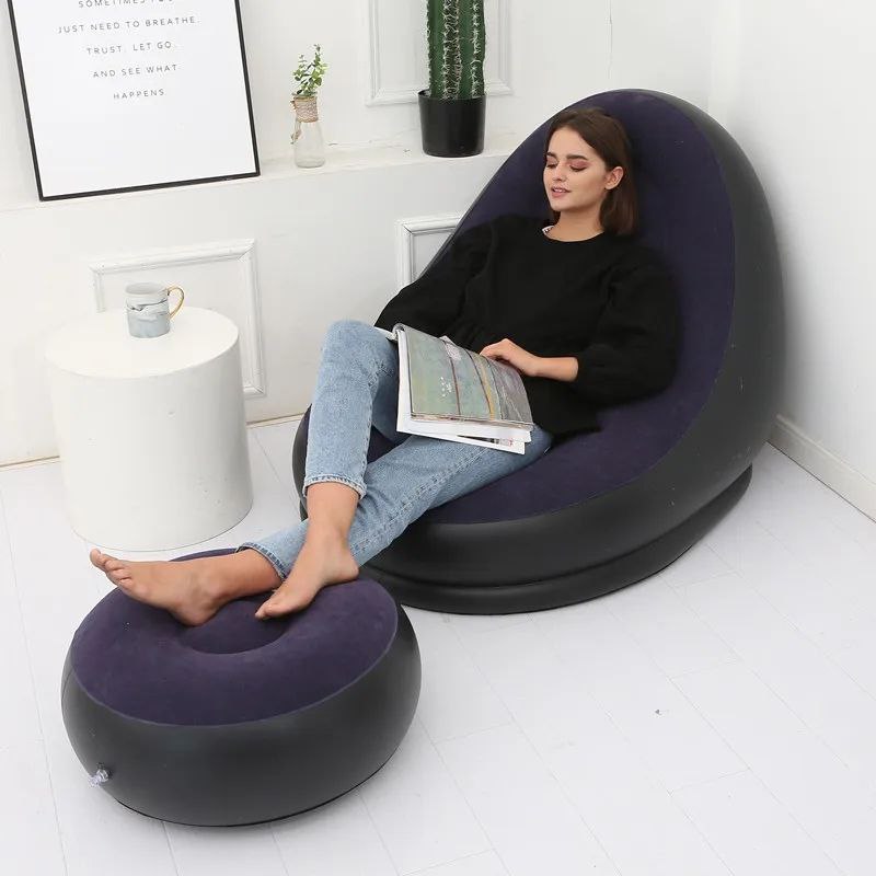SOFA INFLABLE RECLINABLE, PARA EXTERIORES O INTERIORES CON REPOSAPIES Y BOMBA DE AIRE 3 COLORES SENYOUBAO