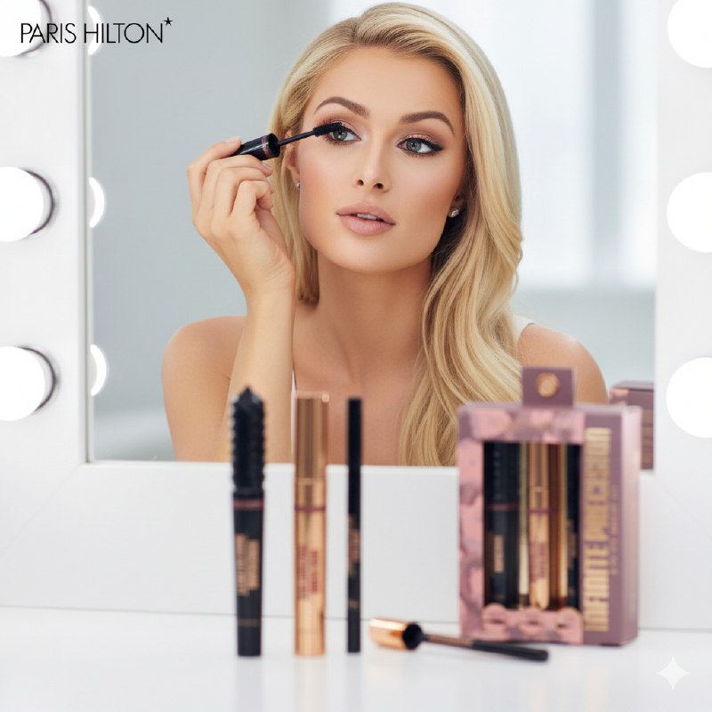 SET DE RIMEL Y DELINEADOR EXTIENDE VISUALMENTE LAS PESTAÑAS Y BRINDA DENSIDAD 3PCS PARIS HILTON