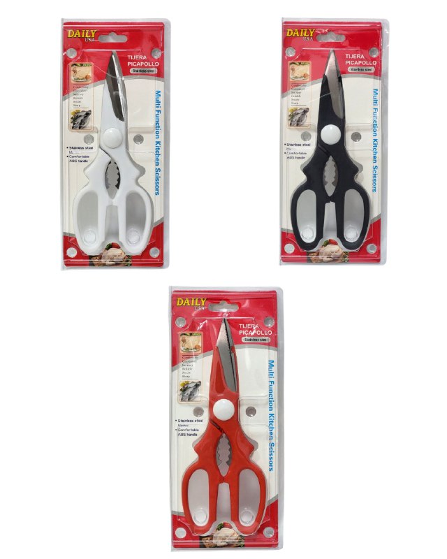 TIJERAS DE COCINA PICAPOLLO DE ACERO INOXIDABLE DE ALTA CALIDAD DAILY USA, 3 COLORES