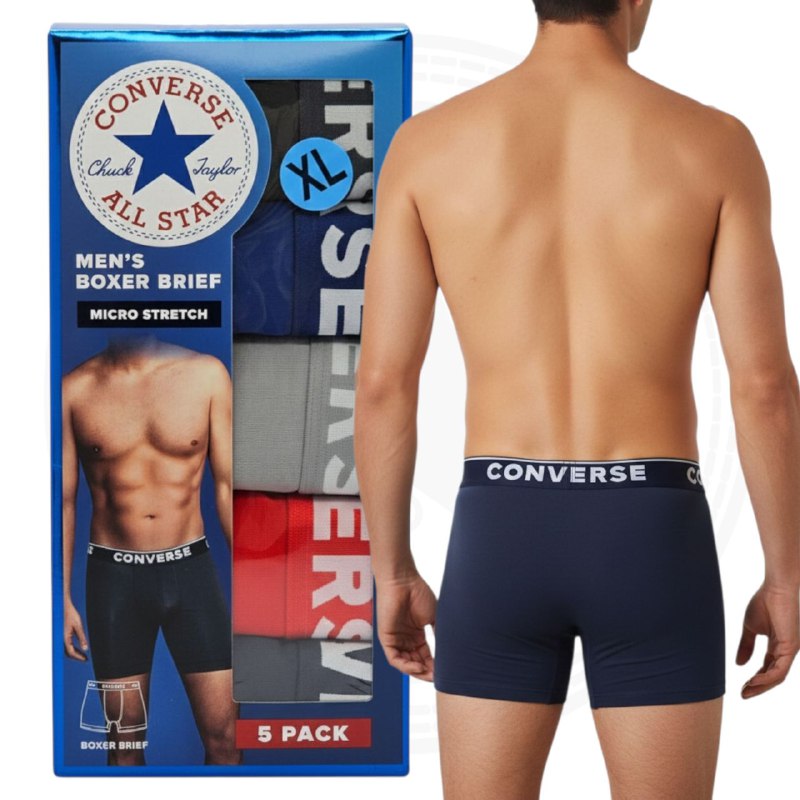 ROPA INTERIOR PARA CABALLERO, CONVERSE BOXER BRIEF MICRO STRETCH, 5 UNIDADES TALLA EXTRA LARGE 102-107 (XL)