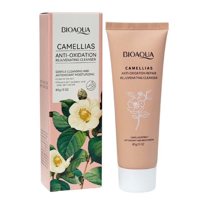 LIMPIADOR FACIAL DE ESENCIA DE CAMELIA, EFECTO REJUVENECEDOR ANTIOXIDANTE, DEJA LA PIEL SUAVE Y BRILLANTE BIOAQUA 80G
