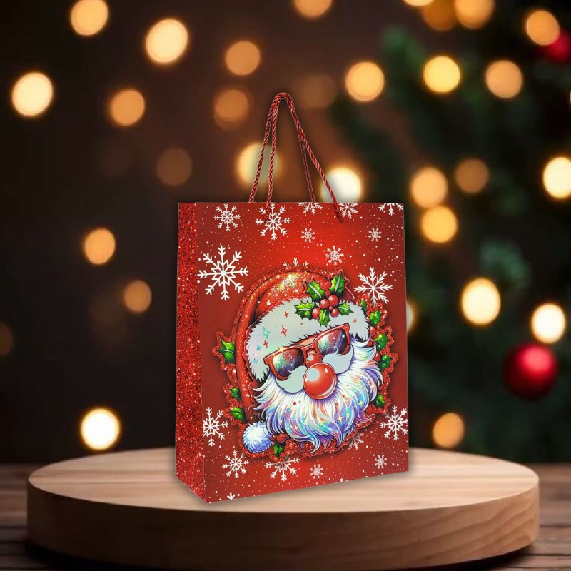 BOLSA DE REGALO NAVIDEÑA MEDIANA 26X32X10CM