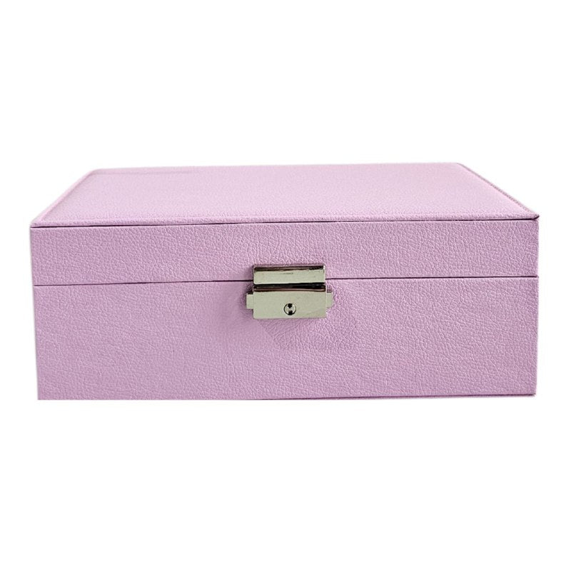 ORGANIZADOR JOYERO DE CUERO SINTETICO CON MULTIPLES COMPARTIMIENTOS Y CIERRE CON LLAVE 20X18X10CM