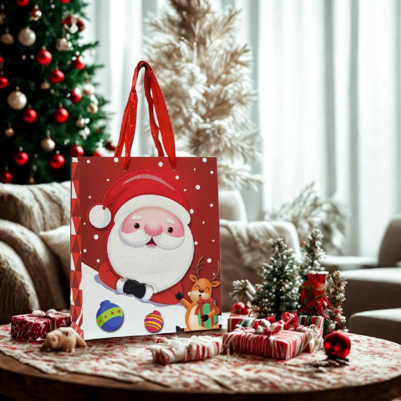 BOLSA DE REGALO NAVIDEÑA PAQUEÑA 19.5X23.5X10CM