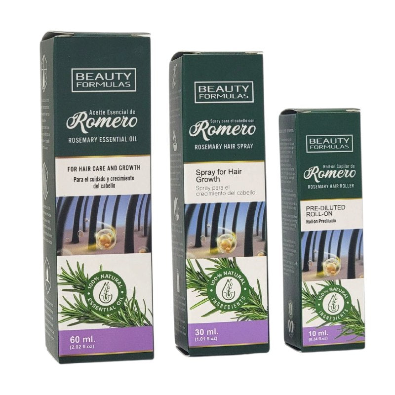 ACEITE PARA EL CABELLO EN SET DE 3 PIEZAS DE ROMERO PARA EL CRECIMIENTO DEL CABELLO BEAUTY 10+30+60ML