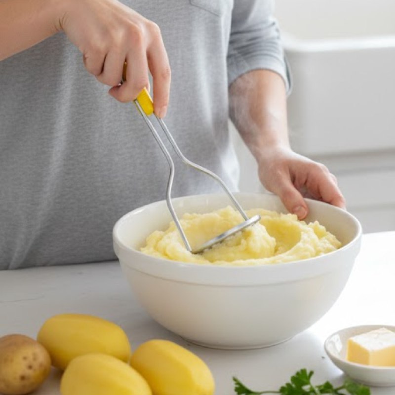 MACHACADOR MANUAL DE ACERO INOXIDABLE PARA PURE FACIL DE LIMPIAR 3 COLORES