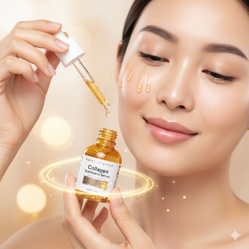 SUERO FACIAL DE COLAGENO REJUVENECEDOR Y REAFIRMANTE 30ML, QUE ILUMINA Y MEJORA LA OPACIDAD DE LA PIEL, REDUCE LAS LINEAS FINAS Y ARRUGAS Y SIGNOS DE ENVEJECMIENTO DEJANDO LA PIEL SUAVE Y TERSA KERATINE QUEEN