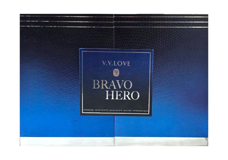 SET VV LOVE BRAVO HERO EDP 100ML, EDP 10ML, BODY LOTION 150ML, SHOWER GEL 150ML, SPLASH 100ML (H)