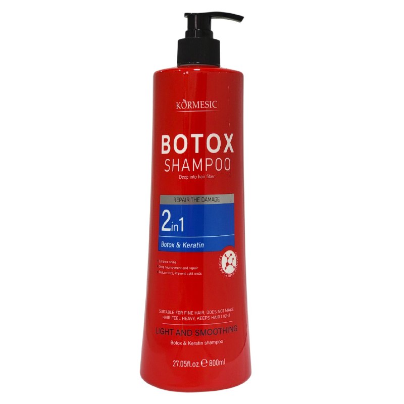 SHAMPOO 2 EN 1 DE BOTOX Y QUERATINA REPARA Y DA SUAVIDAD KORMESIC 800ML