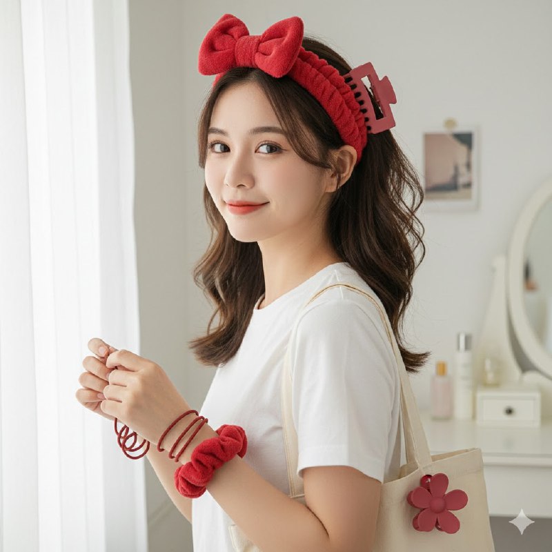 KIT DE CUIDADO FACIAL, GANCHOS, DIADEMA, COLAS Y MUÑEQUERAS, 6 COLORES