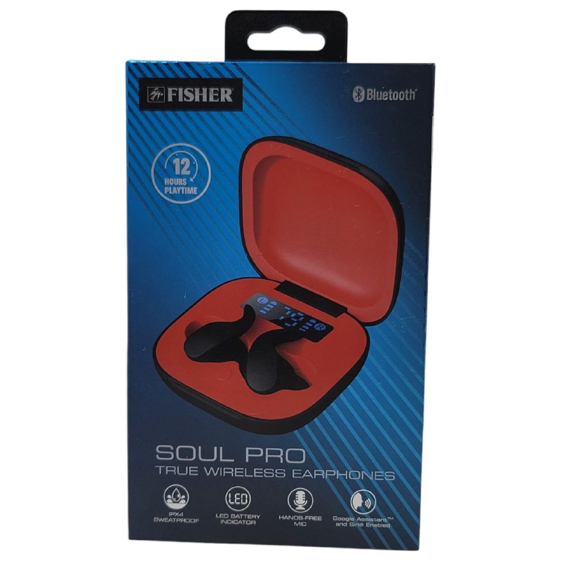 AUDIFONOS AURICULARES INALAMBRICOS ORIGINALES SONIDO DE ALTA CALIDAD, RESISTENTE AL SUDOR, INDICADOR LED, BATERIA 4H FISHER SOUL PRO