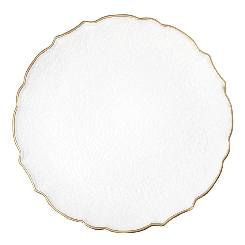 PLATO DE CARGA DECORATIVO NAVIDEÑO BLANCO DE PLASTICO 32X32CM