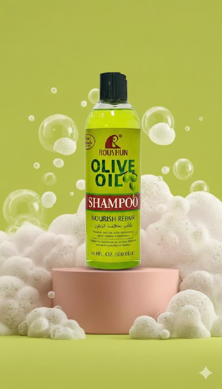 SHAMPOO PARA EL CABELLO DE ACEITE DE OLIVA REPARADOR 500ML, QUE NUTRE Y REPARA EL PELO, ELIMINA CASPA E HIDRATA PROFUNDAMENTE ROUSHUN