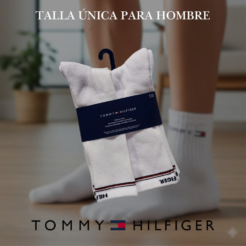 CALCETA ALTA TOMMY HILFIGER PARA HOMBRE 5 PARES TALLA ÚNICA