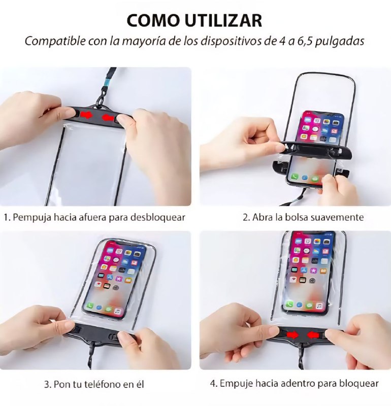 PROTECTOR FUNDA PARA CELULAR IMPERMEABLE, A PRUEBA DE AGUA PARA TELEFONOS, NO INTERIFIERE CON EL TACTIL DE PVC