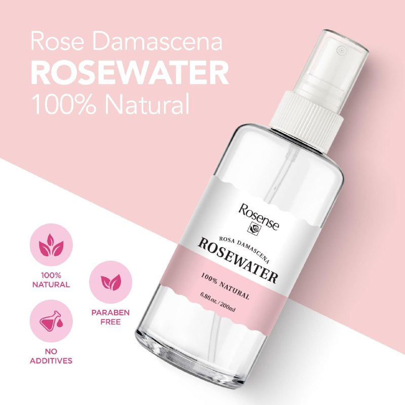 SPRAY FACIAL DE AGUA DE ROSA DAMASCENA 100% NATURAL ROSENSE 200ML