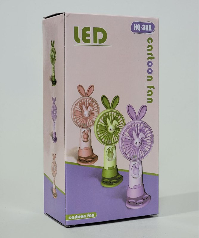 VENTILADOR DE MANO O MESA RECARGABLE CON LUZ LED Y SOPORTE PARA CELULAR CARTOON FAN