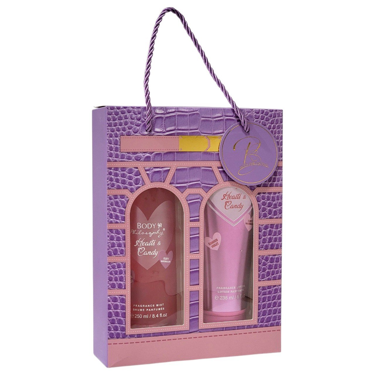 SET BODY PHILOSOPHY HEAITS & CANDY SPLASH Y CREMA CORPORAL (M) (AROMA SIMILAR A VICTORIAS SECRET HEART & CANDY)