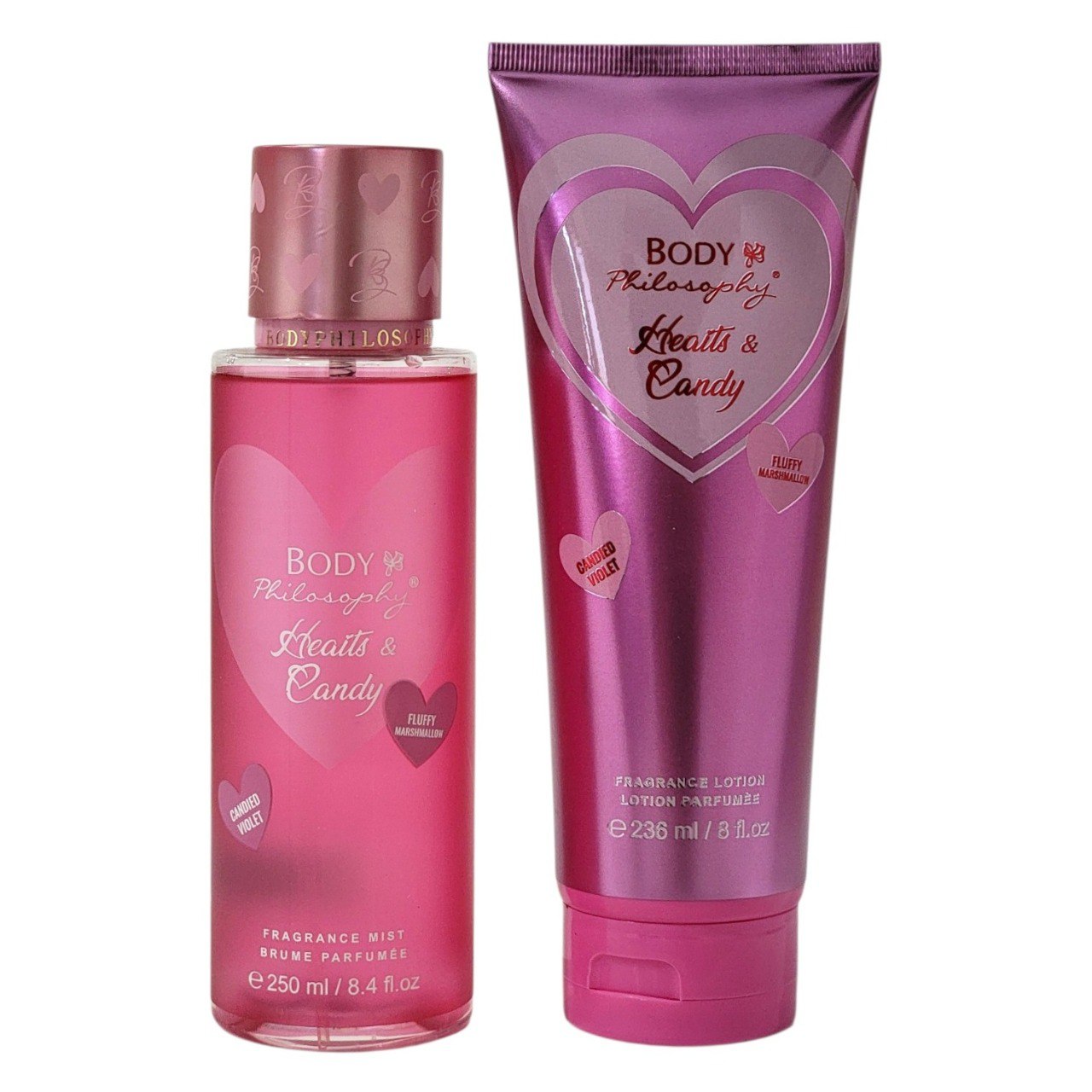 SET BODY PHILOSOPHY HEAITS & CANDY SPLASH Y CREMA CORPORAL (M) (AROMA SIMILAR A VICTORIAS SECRET HEART & CANDY)