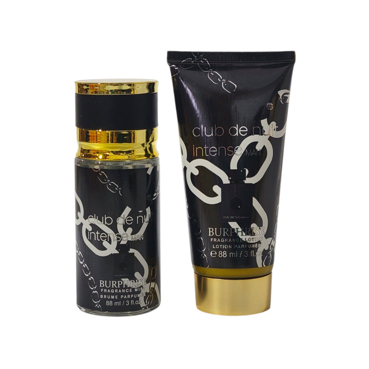 MINI SET CLUB DE NUIT INTENSE BURPHRISE SPLASH 88ML CREMA 88ML (H) (AROMA SIMILAR A CLUB DE NUIT INTENSE ARMAF)