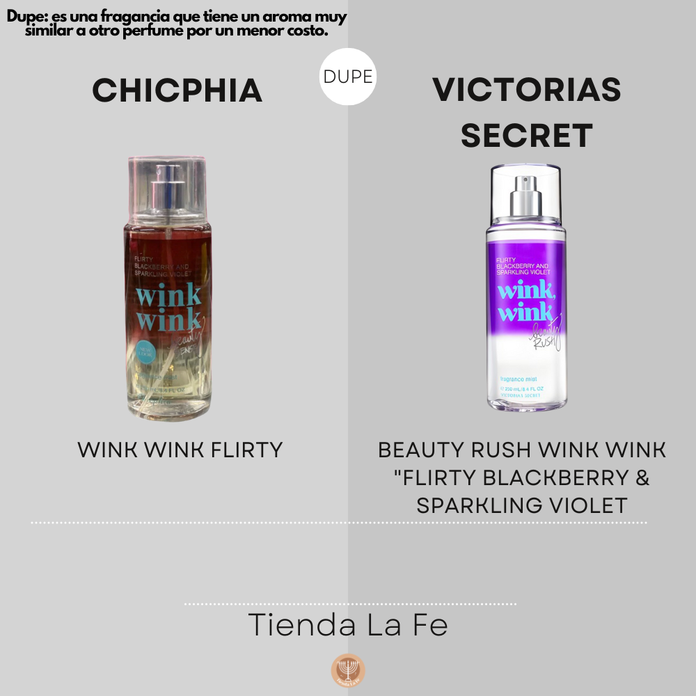 SPLASH CHICPHIA WINK WINK FLIRTY 250ML (M)(DUPE DE VICTORIA'S SECRET BEAUTY RUSH WINK WINK "FLIRTY BLACKBERRY & SPARKLING VIOLET BODY MIST 250ML)