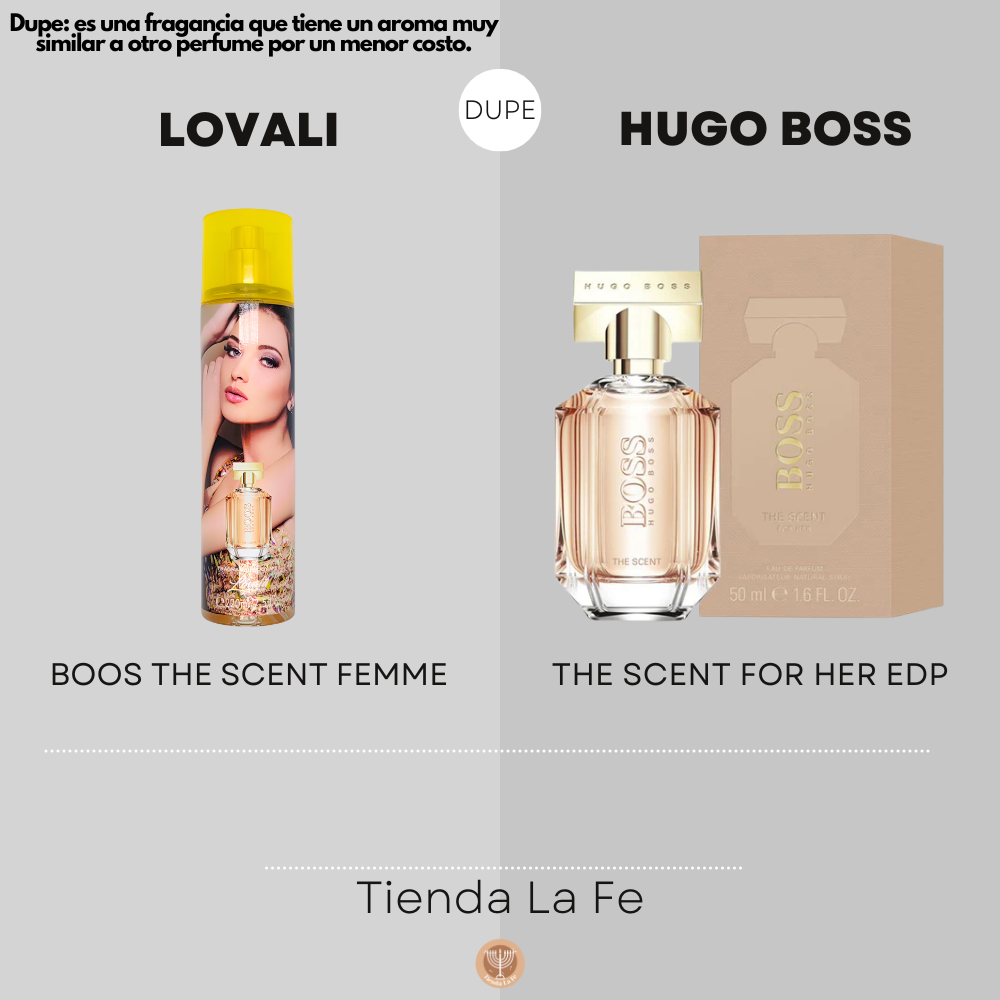 SPLASH LOVALI BOOS THE SCENT FEMME 220ML (M) (DUPE HUGO BOSS THE SCENT FOR HER)