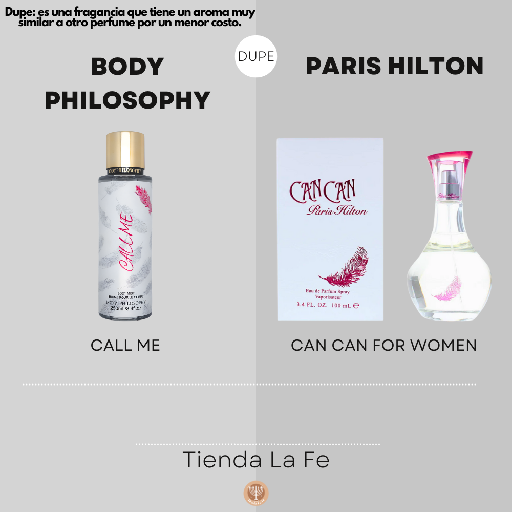 SPLASH BODY PHILOSOPHY CALL ME 250ML (M)(DUPE DE PARIS HILTON CAN CAN FOR WOMEN EDP 100ML)