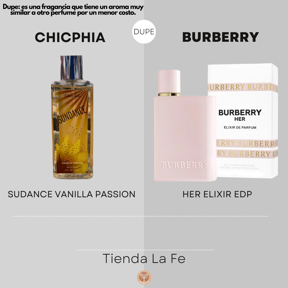 SPLASH CHICPHIA SUDANCE VANILLA PASSION 236ML (M)(DUPE DE BURBERRY HER ELIXIR EDP 100ML)