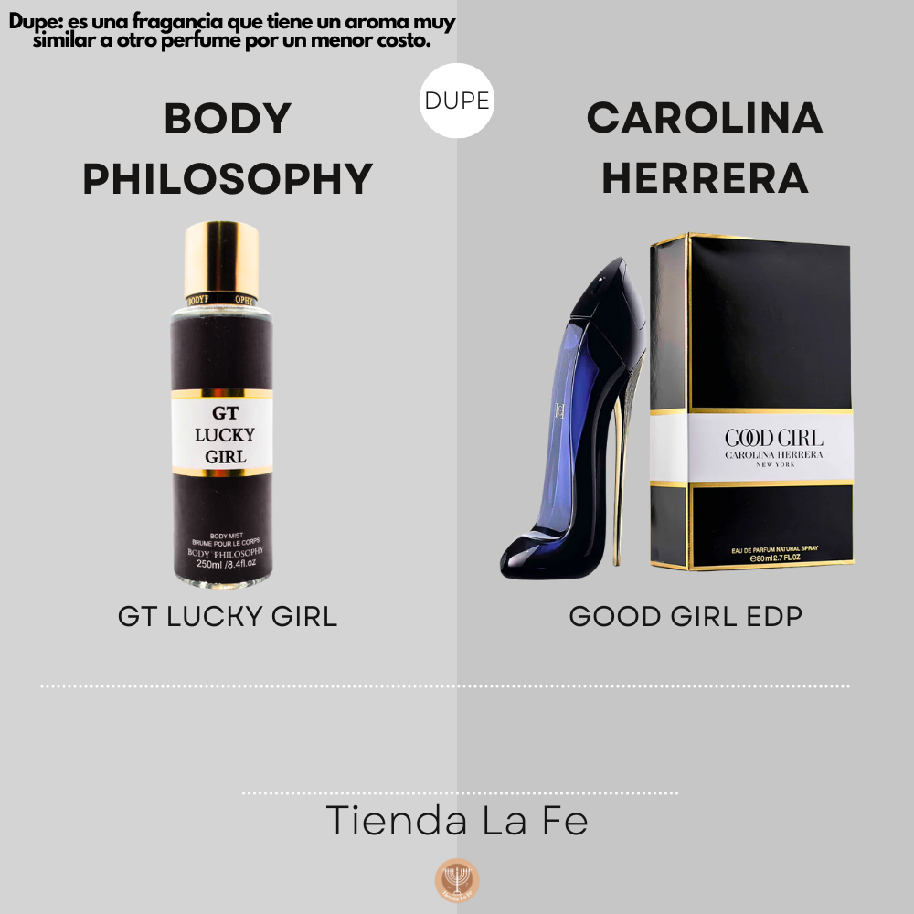 SPLASH BODY PHILOSOPHY GT LUCKY GIRL 250ML (M)(DUPE DE CAROLINA HERRERA GOOD GIRL EDP 80ML)