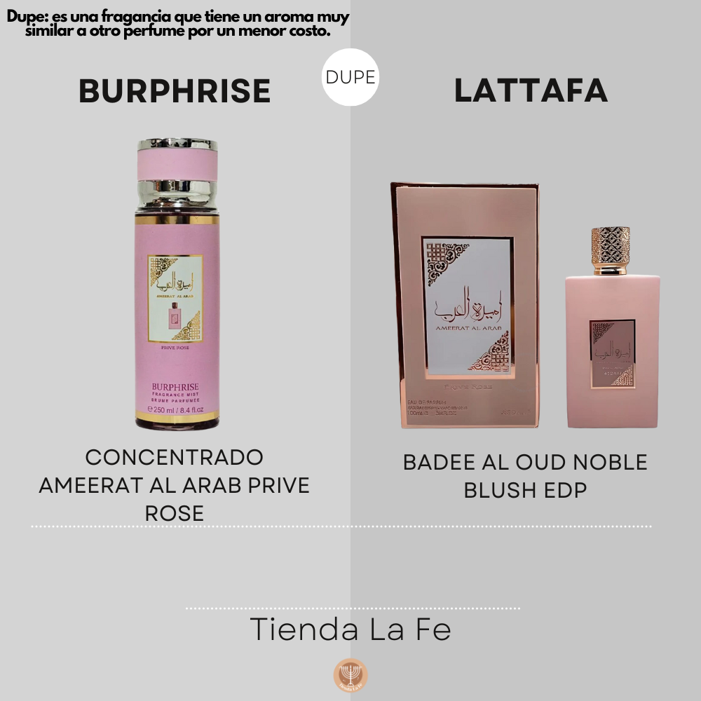 SPRAY PERFUMADO CONCENTRADO BURHRISE AMEERAT AL ARAB PRIVE ROSE 250ML (M)(DUPE DE ASDAAF AMEERAT AL ARAB PRIVE ROSE EDP 100ML)