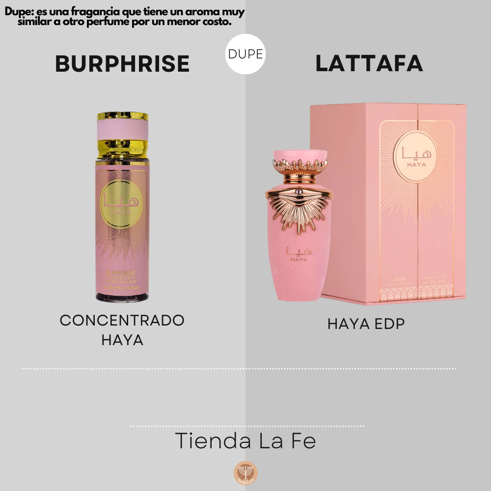 SPRAY PERFUMADO CONCENTRADO BURPHRISE HAYA 250ML (M)(DUPE DE LATTAFA HAYA EDP 100ML)