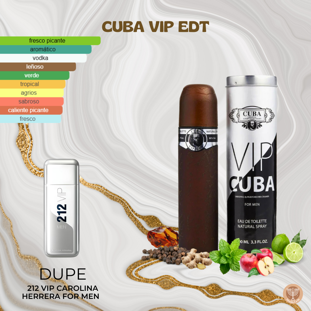 CUBA VIP  FOR MEN EDT 100ML (H)(DUPE DE  212 VIP CAROLINA HERRERA FOR MEN )