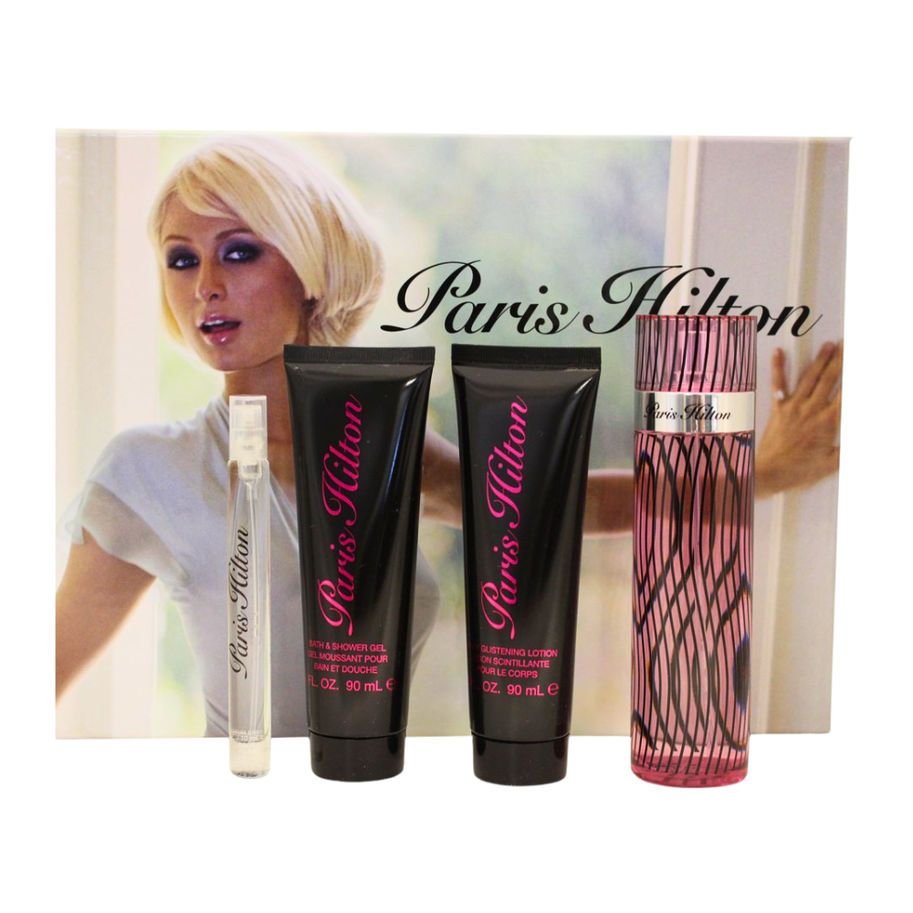 SET PARIS HILTON EDP 100ML, MINI EDP 10ML. BODY LOTION 90ML, SHOWER GEL 90ML (M)