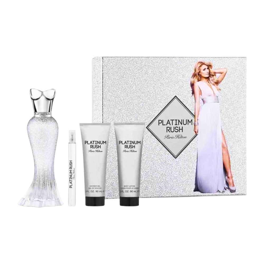 SET PARIS HILTON PLATINUM RUSH EDP 100ML, EDP 10ML, SHOWER GEL 90ML, BODY LOTION 90ML (M)