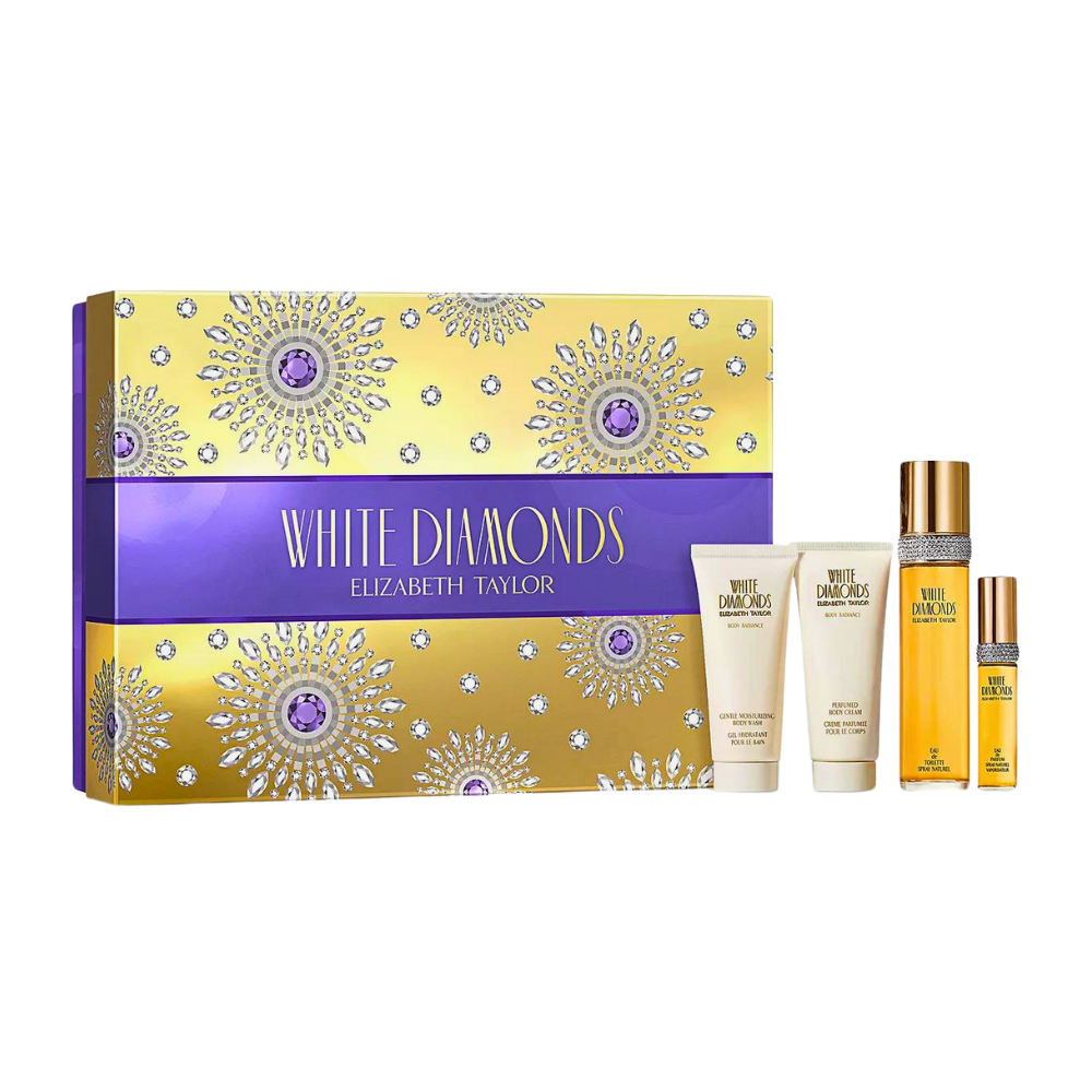 SET ELIZABETH TAYLOR WHITE DIAMONDS EDT 100ML, EDT 15ML, BODY LOTION 100ML, SHOWER GEL 100ML (M)
