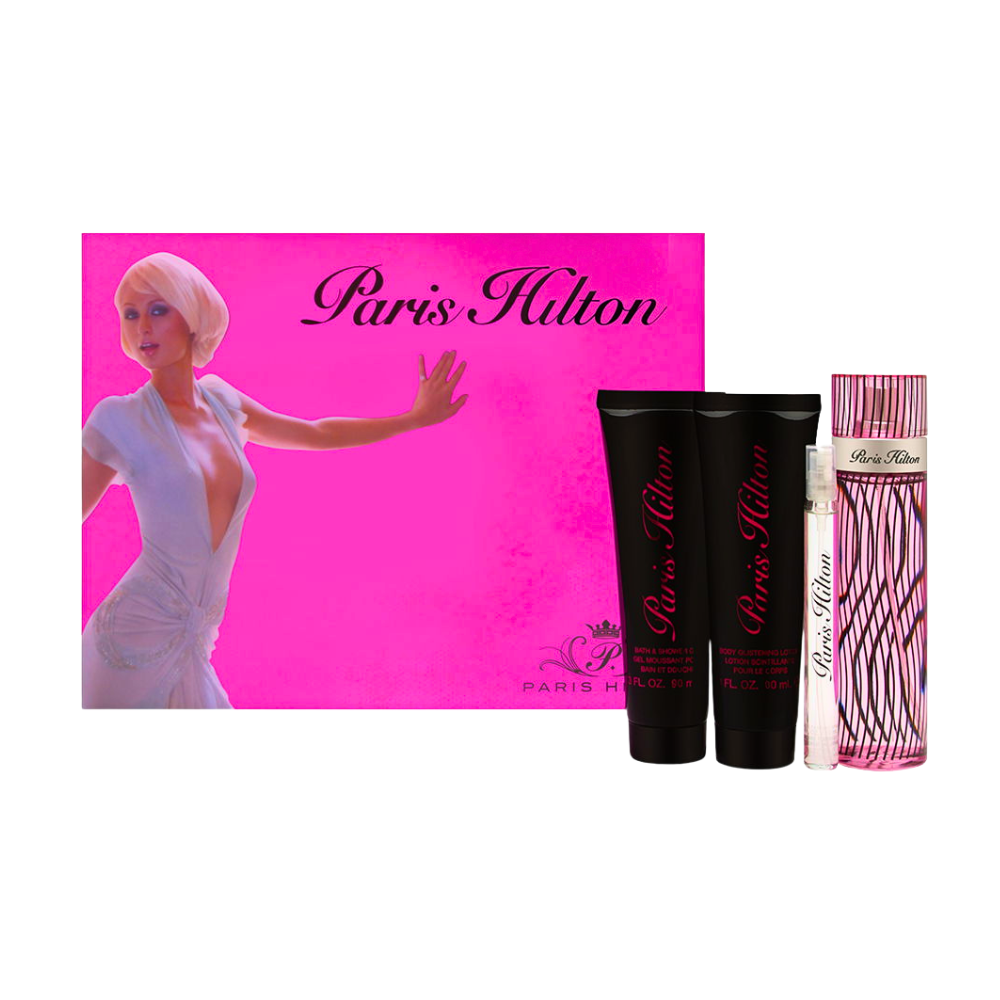 SET PARIS HILTON EDP 100ML, MINI EDP 10ML. BODY LOTION 90ML, SHOWER GEL 90ML (M)