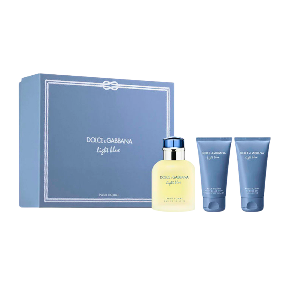 SET DOLCE & GABBANA LIGHT BLUE FOR MEN EDT 125ML, AFTER SHAVE 50ML, SHOWER GEL 50ML (H)