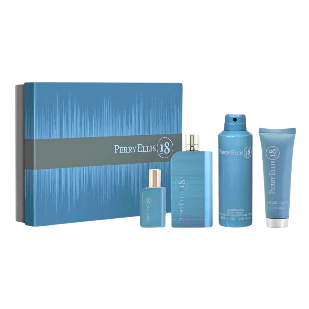 SET PERRY ELLIS 18 FOR MEN EDT 100ML, EDT 7.5ML, SHOWER GEL 90ML, BODY SPRAY 200ML (H)