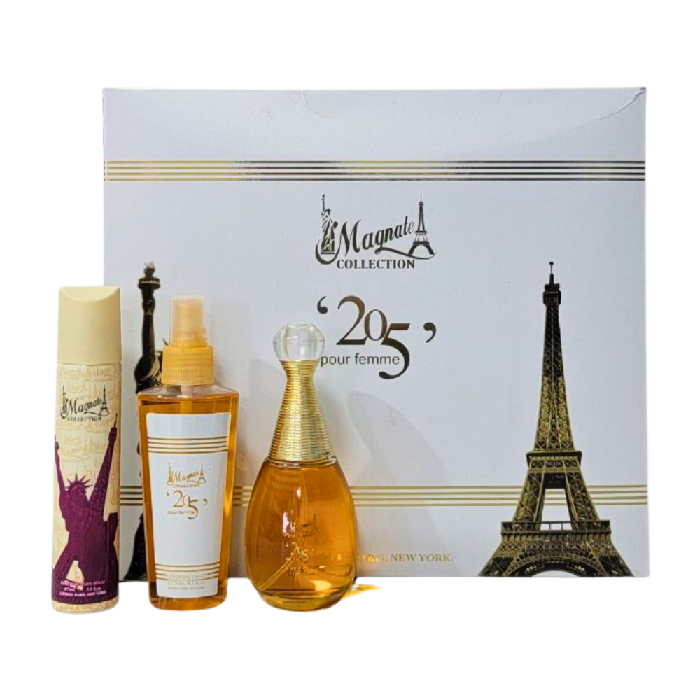 SET MAGNATE COLLECTION 205 POUR FEMME EDT 100ML, BODY SPRAY 75ML, BODY MIST 125ML (M)