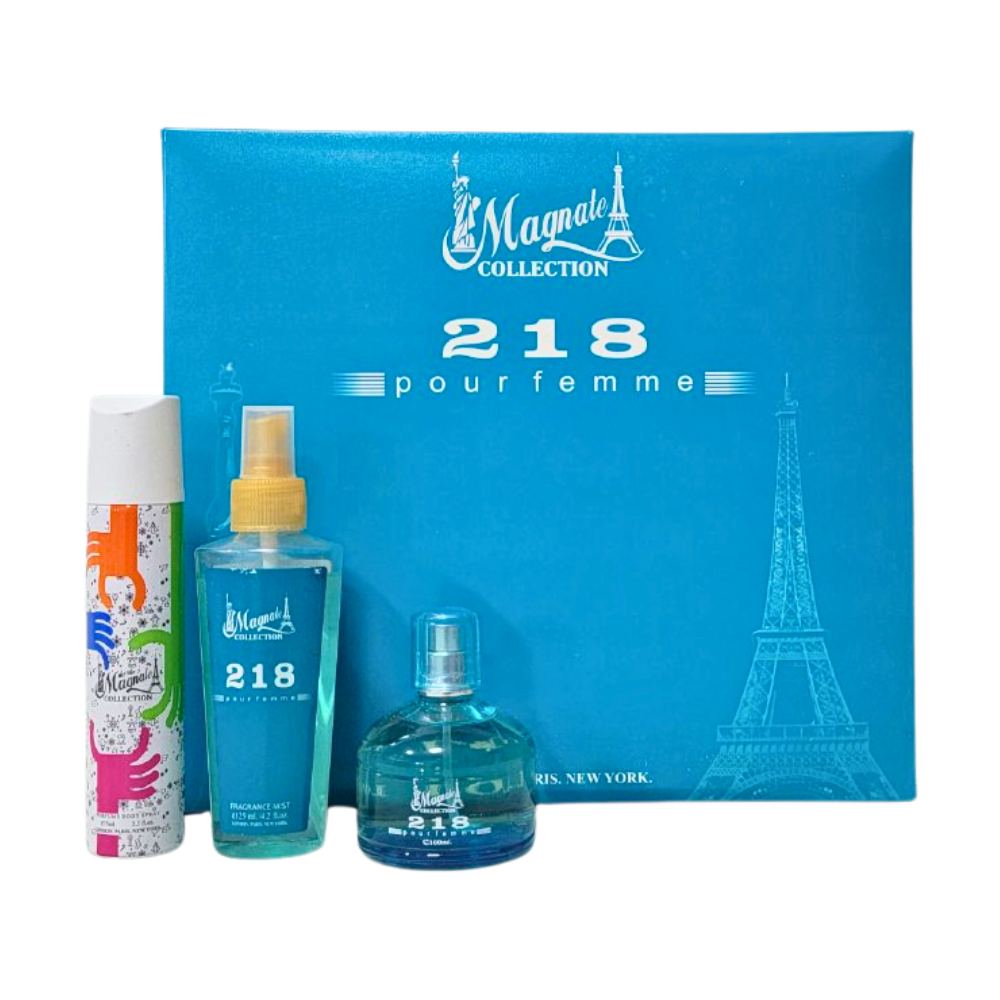 SET MAGNATE COLLECTION 218 POUR FEMME EDT 100ML, BODY SPRAY 75ML, BODY MIST 125ML (M)