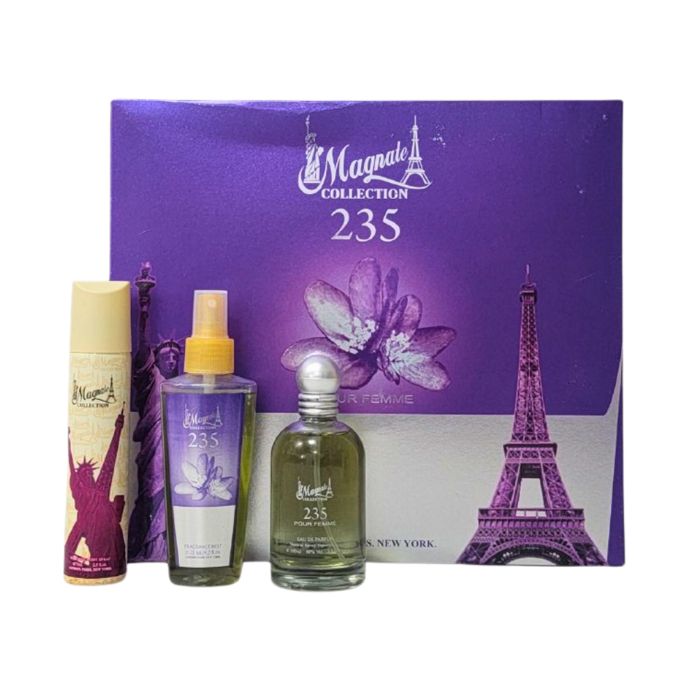 SET MAGNATE COLLECTION 235 POUR FEMME EDT 100ML, BODY SPRAY 75ML, BODY MIST 125ML (M)