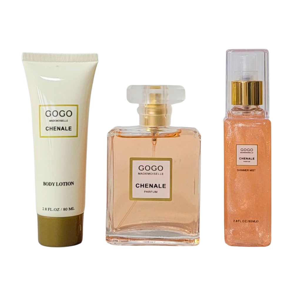 SET GOGO MADEMOISELLE CHENALE PARFUM EDP 100ML, BODY LOTION 80ML, SPLASH 80ML (M)