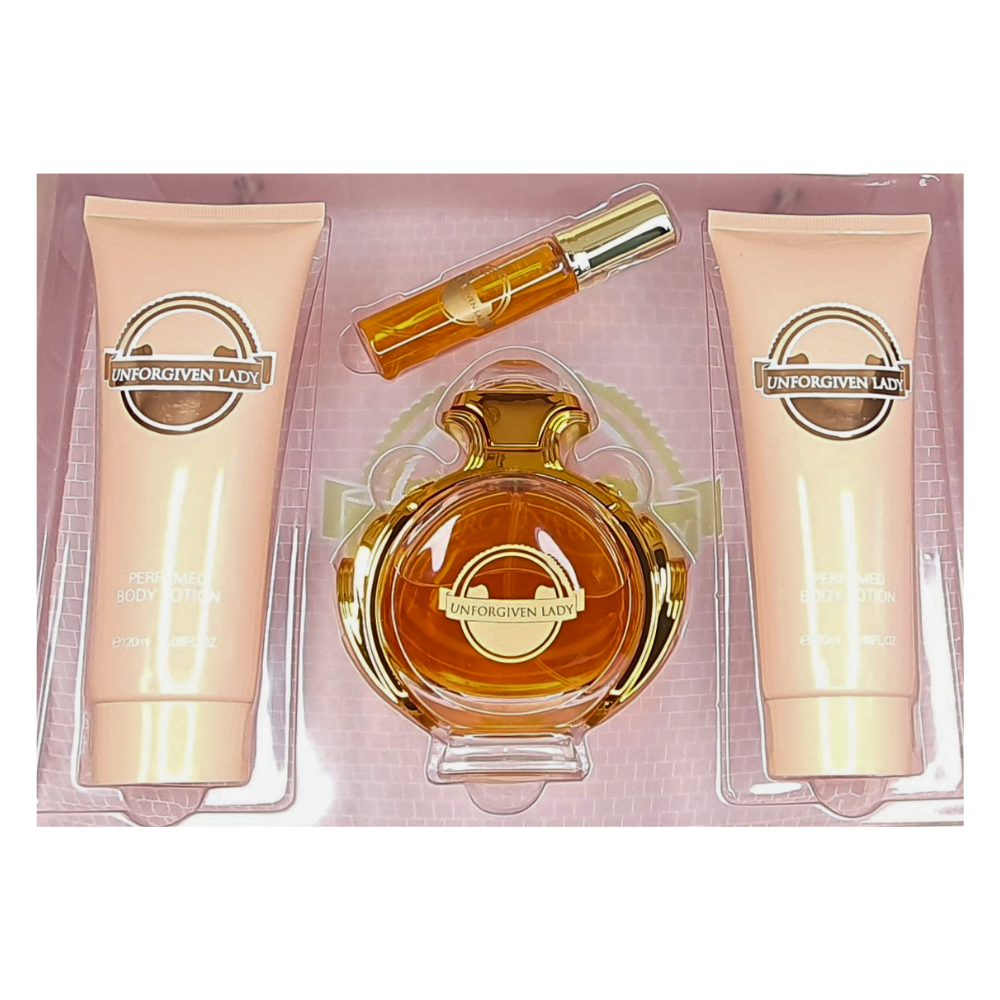 SET UNFORGIVEN LADY EDP 75ML, EDP 15ML, BODY LOTION 120ML, BODY LOTION 120ML (M)