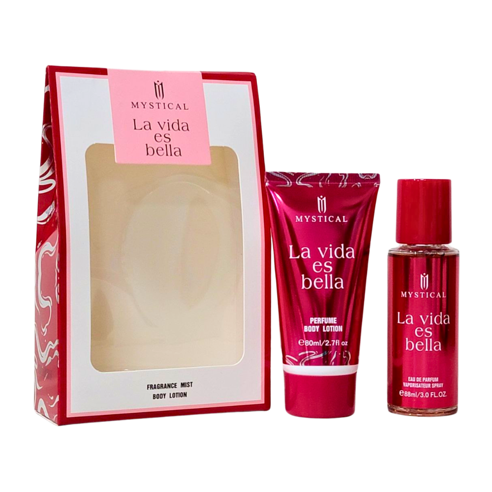 SET MYSTICAL LA VIDA ES BELLA SPLASH 88ML, BODY LOTION 80ML (M)