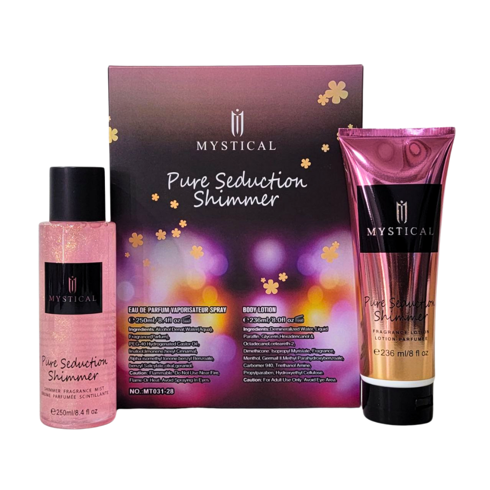 SET MYSTICAL PURE SEDUCTION SHIMMER SPLASH 250ML, BODY LOTION 236ML (M)