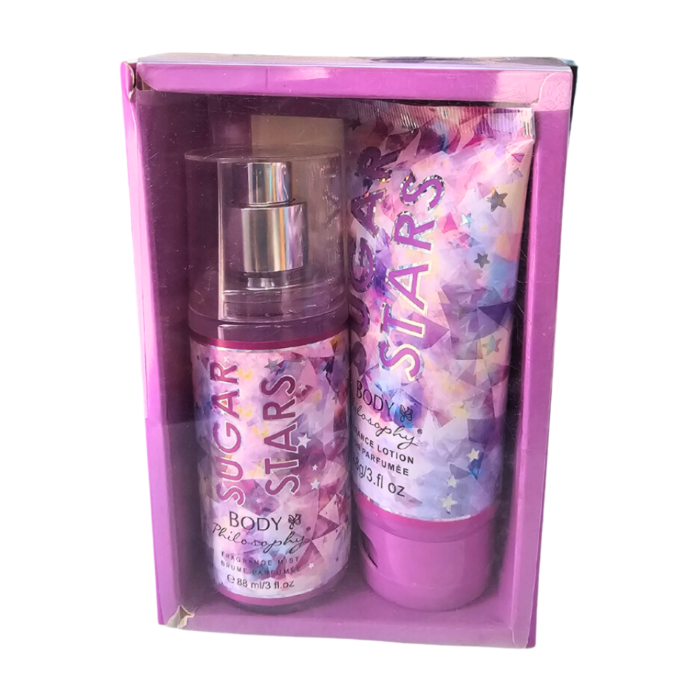 SET BODY PHILOSOPHY SUGAR STARS SPLASH 88ML, BODY LOTION 88ML (M)