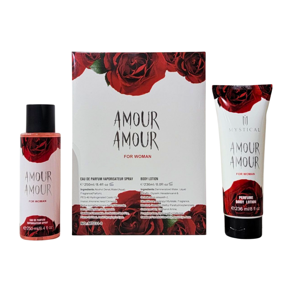 SET MYSTICAL AMOUR AMOUR SPLASH 250ML, BODY LOTION 236ML (M)