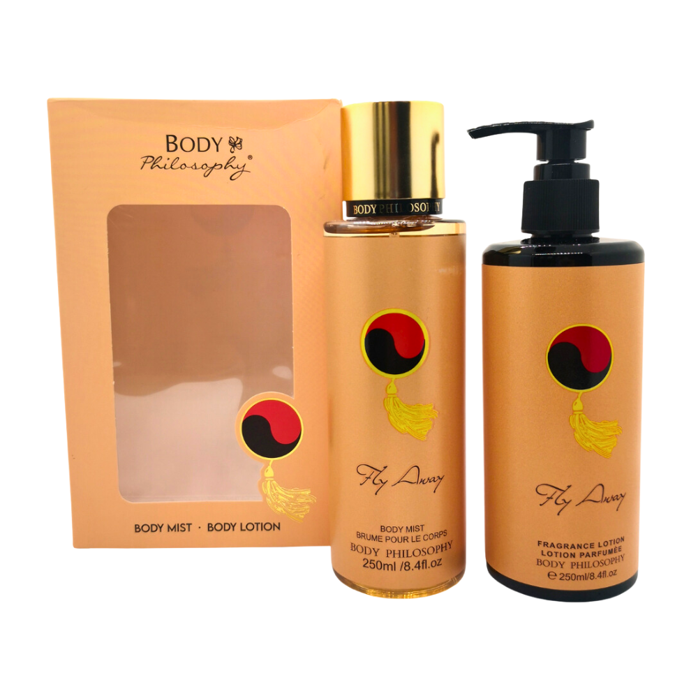 SET BODY PHILOSOPHY FLY AWAY SPLASH 250ML, BODY LOTION 250ML (M)