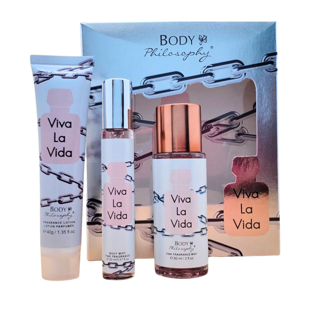 SET BODY PHILOSOPHY VIVA LA VIDA SPLASH 60ML, EDP 20ML, BODY LOTION 40G (M)