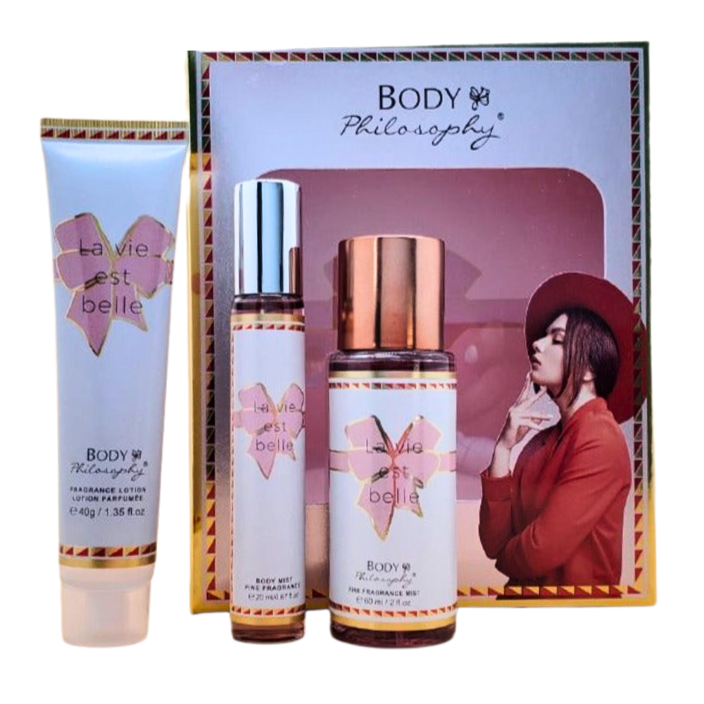 SET BODY PHILOSOPHY LA VIE EST BELLE SPLASH 60ML, EDP 20ML, BODY LOTION 40G (M)